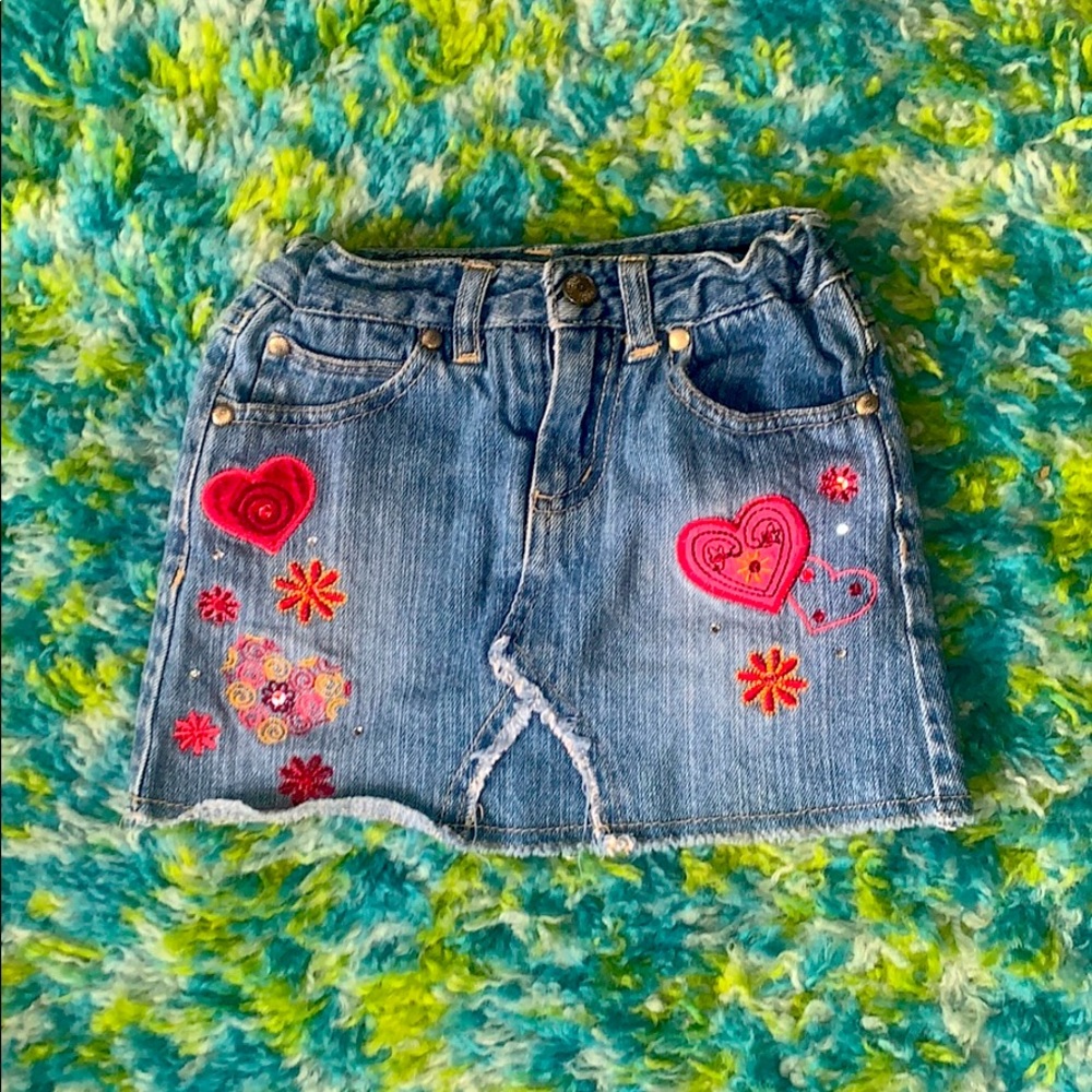 Little girls floral denim skort
